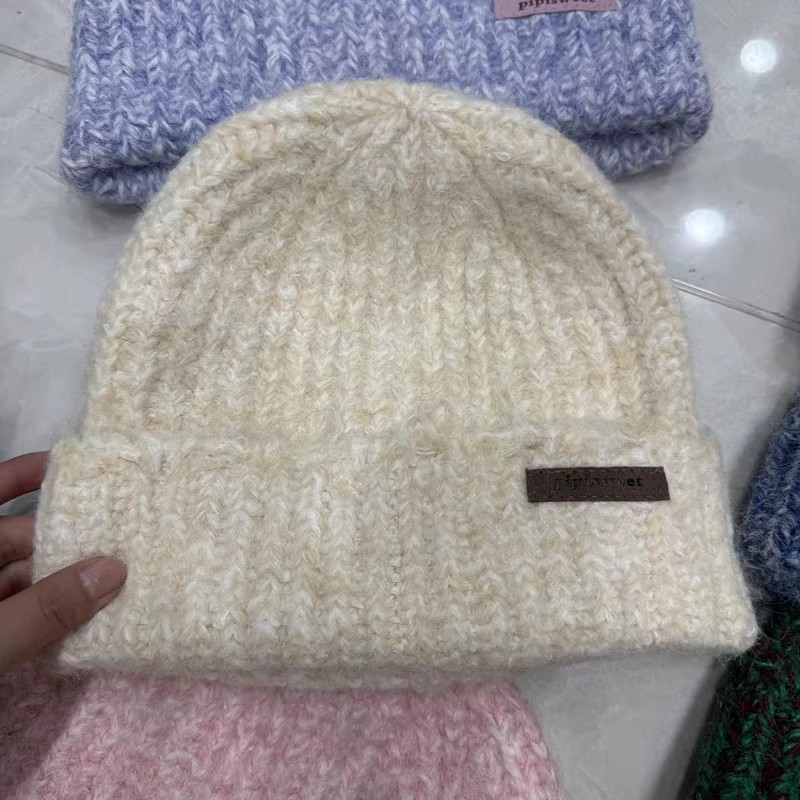 个性撞色杂线减龄显瘦毛线帽子女秋冬保暖网红百搭休闲针织冷帽头|undefined