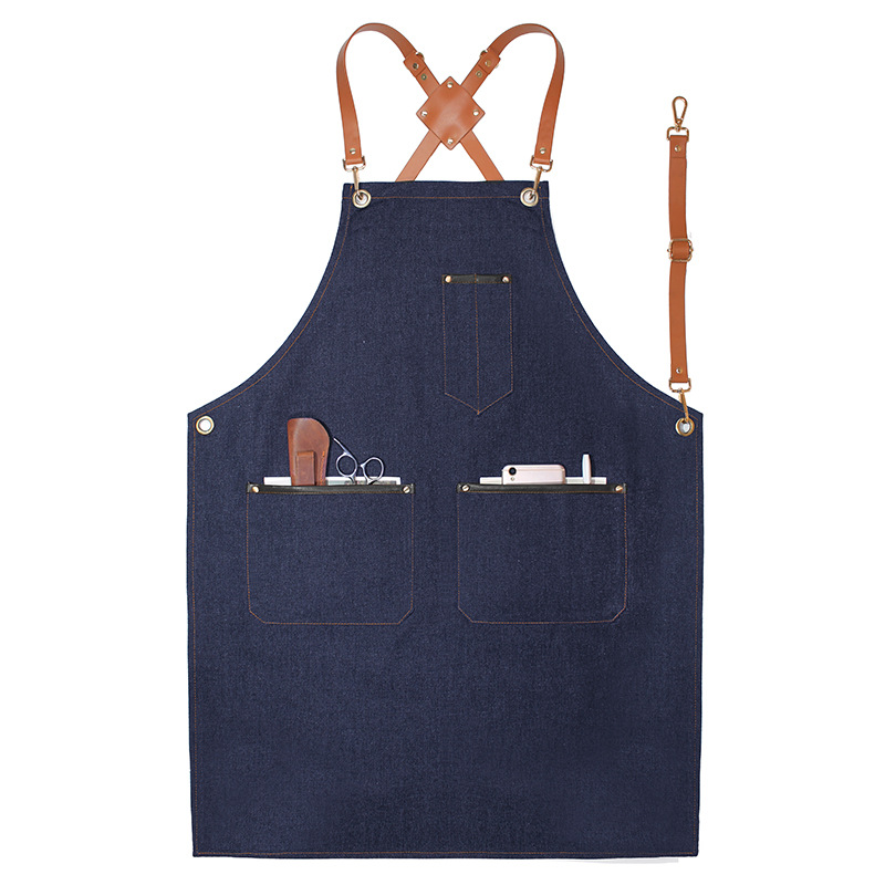 Cross-border denim logotipo personalizado coreano pintura de cocina de estilo occidental manicura jardinería café ropa de trabajo delantal