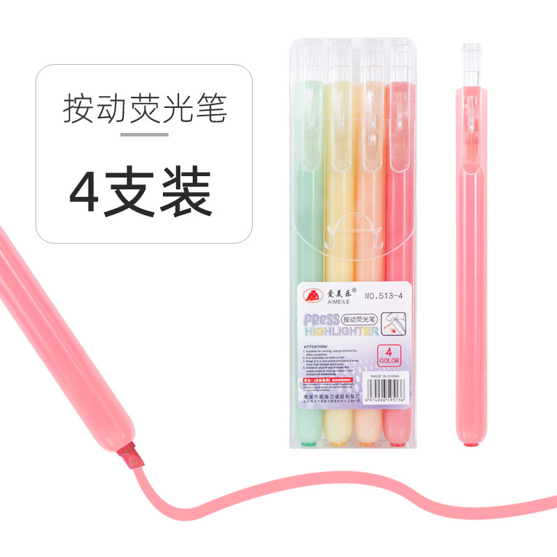 Presione el marcador de color de dibujos animados macaron mano cuenta dibujo cepillo resaltador de secado rápido Traje resaltador líquido recto