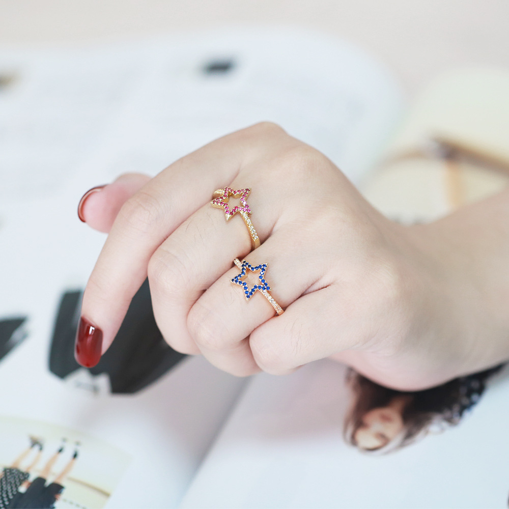 Fashion Star Copper Rings Plating Inlay Zircon Copper Rings