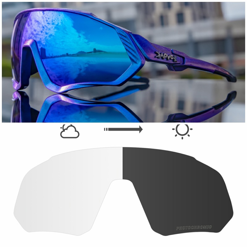 Gafas Fotocromáticas de Ciclismo Set de 2 Lentes TR90 Fotocromático, Protección UV para Ciclismo