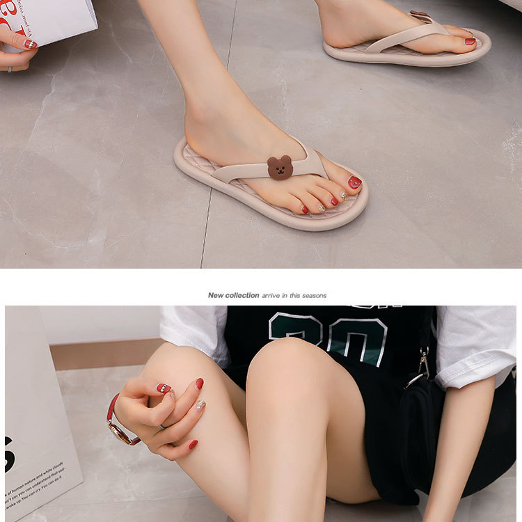 2023 Sommer-Influencer-Flip-Flops, süße Oberbekleidung, rutschfeste Strandschuhe, kleine Bären-Ins, mädchenhafte Herz-Sandalen, Damen_voghion.com