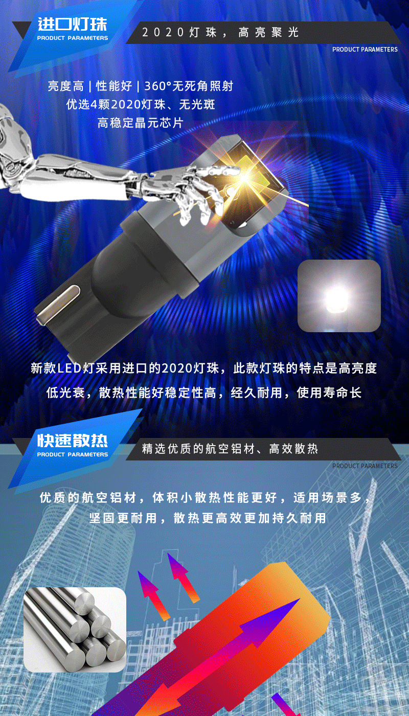 Car Led Bulb Universal Instrument Light T10 Width Indicator Light W5W Car 194 Suitable for Cross-Border New Bulb Car Light
