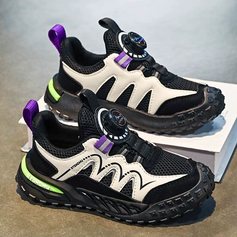 Обувь для девочек осень 2024 новые детские вращающиеся пряжки нескользящие кроссовки