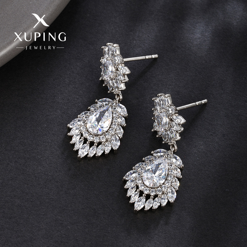 Joyería Xuping oro platino gota de agua pendientes de diamantes gemas de color estilo europeo y americano exagerado alta sensación pendientes para mujeres