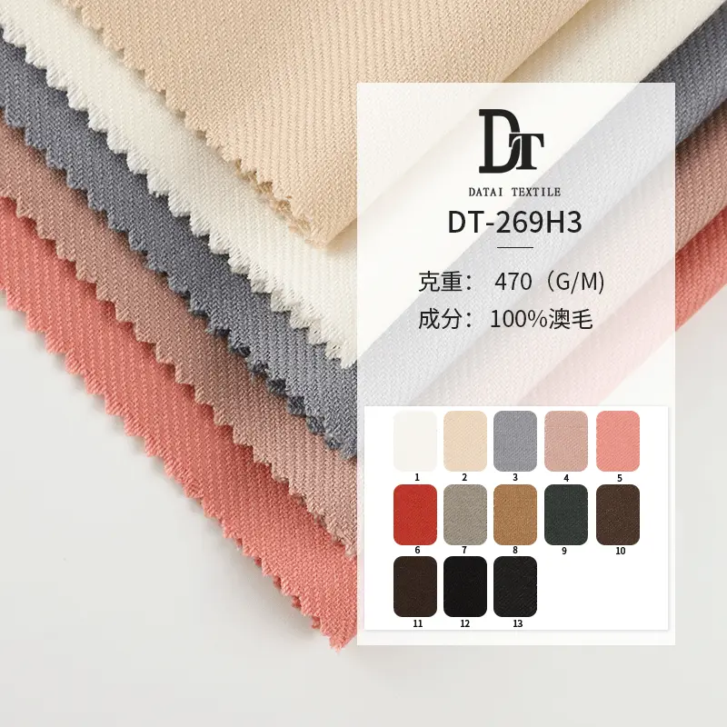全毛精纺斜纹肌理单面呢面料 春秋爆款男女时装西装布料批发