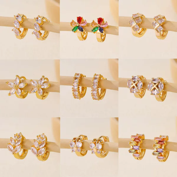 Fashionable Design New Jewelry Women's Zircon Earrings Jewelry Gold Multi-style Zirconium Earrings Earrings Cross-border Selection