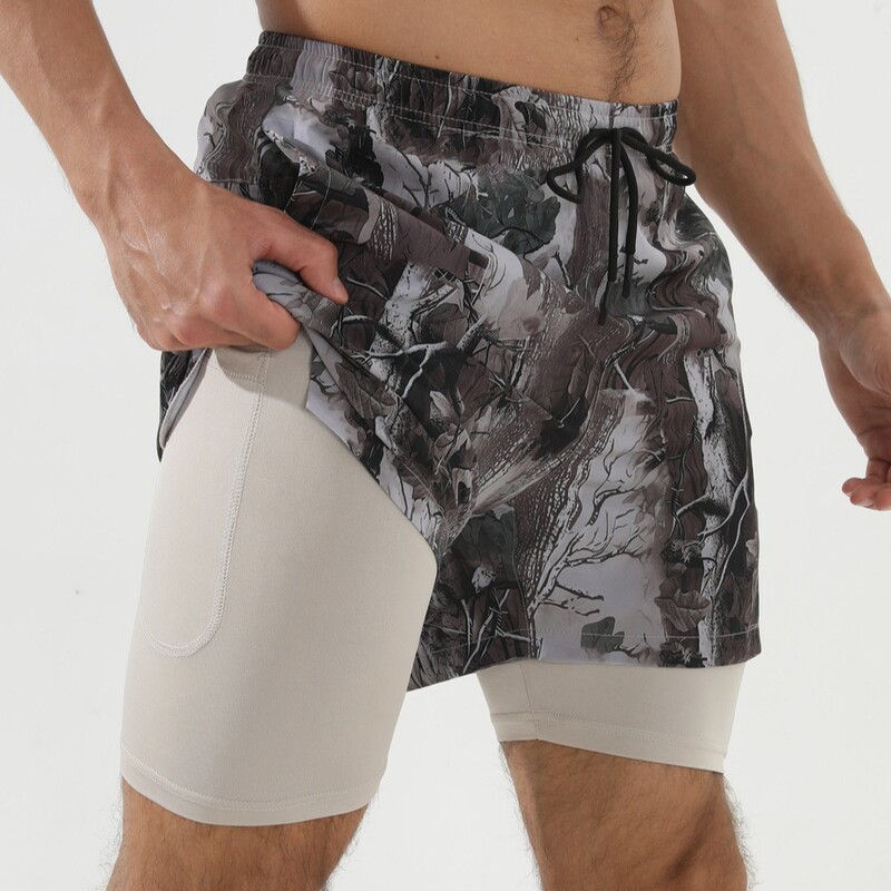 Crazy Muscle Men's Shorts Sports Fitness 2-in-1 Double Layer Shorts Outdoor Jogging Training Elastic Sports Pants for Men Crazy Muscle Men's Shorts Sports Fitness 2-in-1 Double Layer Shorts Outdoor Jogging Training Elastic Sports Pants for Men