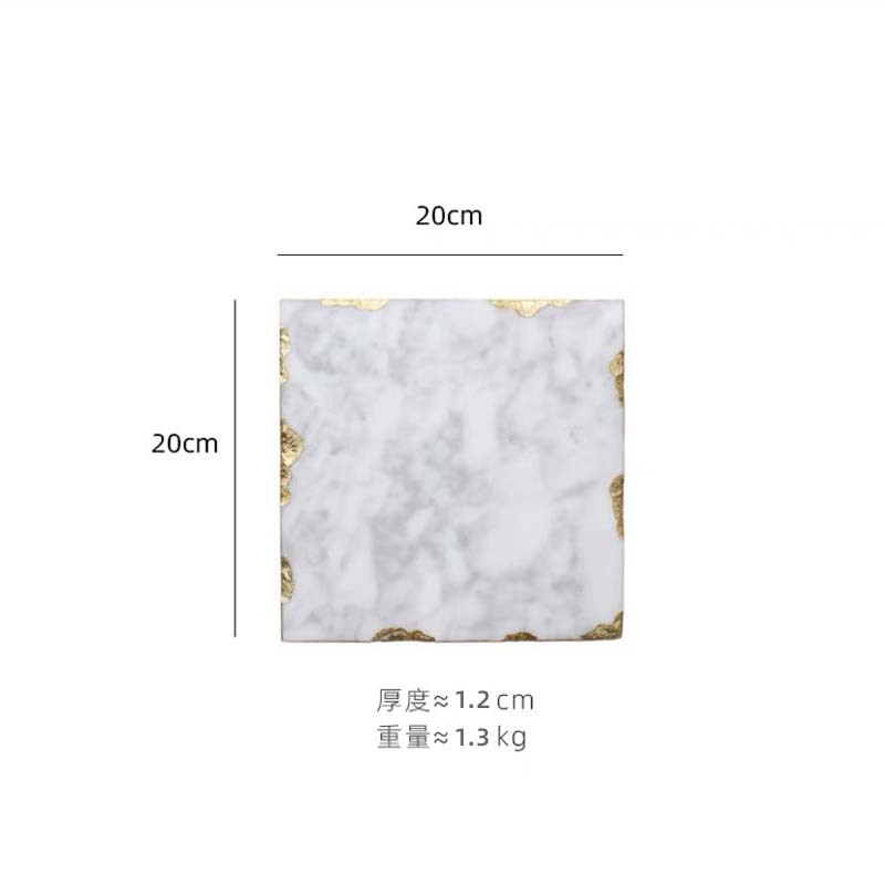 Bandeja de mármol de estilo nórdico borde dorado Almacenamiento de cosméticos accesorios de tiro hogar modelo sala de almacenamiento decoración suave