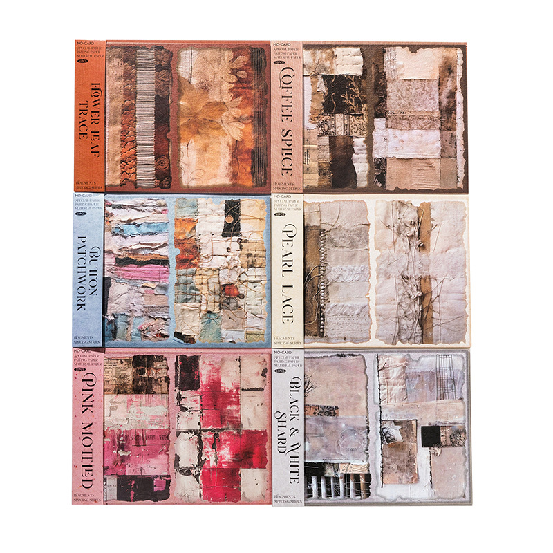 Mo Mo retro doble disfrute paquete de papel material de papel empalme de fragmentos de papel retro papel de material rasgable papel de base de cuenta manual