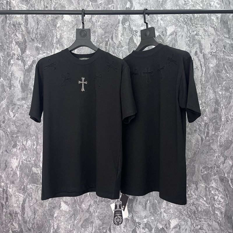 24クロスボーダートレンディブランドCh Crow*Horseshoe SanskritラウンドネックTシャツ半袖万能男女Tシャツスポット卸売|undefined
