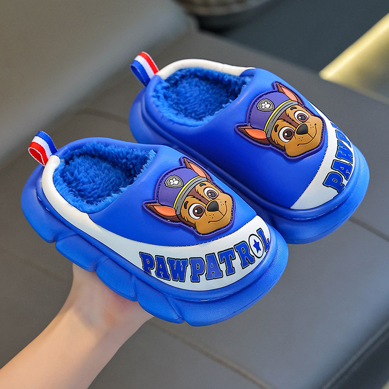 Paw Patrol Children's Cotton Slippers Autumn and Winter Boys' Eva Indoor Leather Waterproof Middle and Large Children's Boys' Baby Cotton Shoes