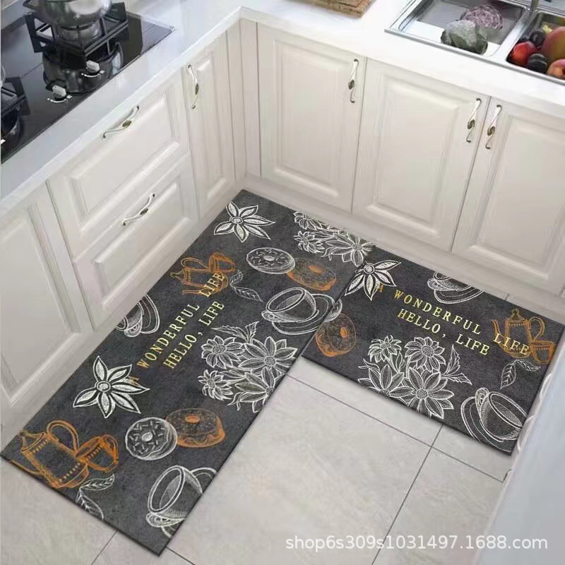 Alfombra de piso de cocina fábrica al por mayor puerta larga alfombra antideslizante alfombra de cocina alfombra de puerta de dibujos animados del hogar estera de la puerta