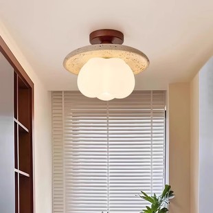 Yellow Travertine Corridor Aisle Light Wabi-Sabi Style Walnut Retro Entrance Light Cloakroom Light Balcony Ceiling Light