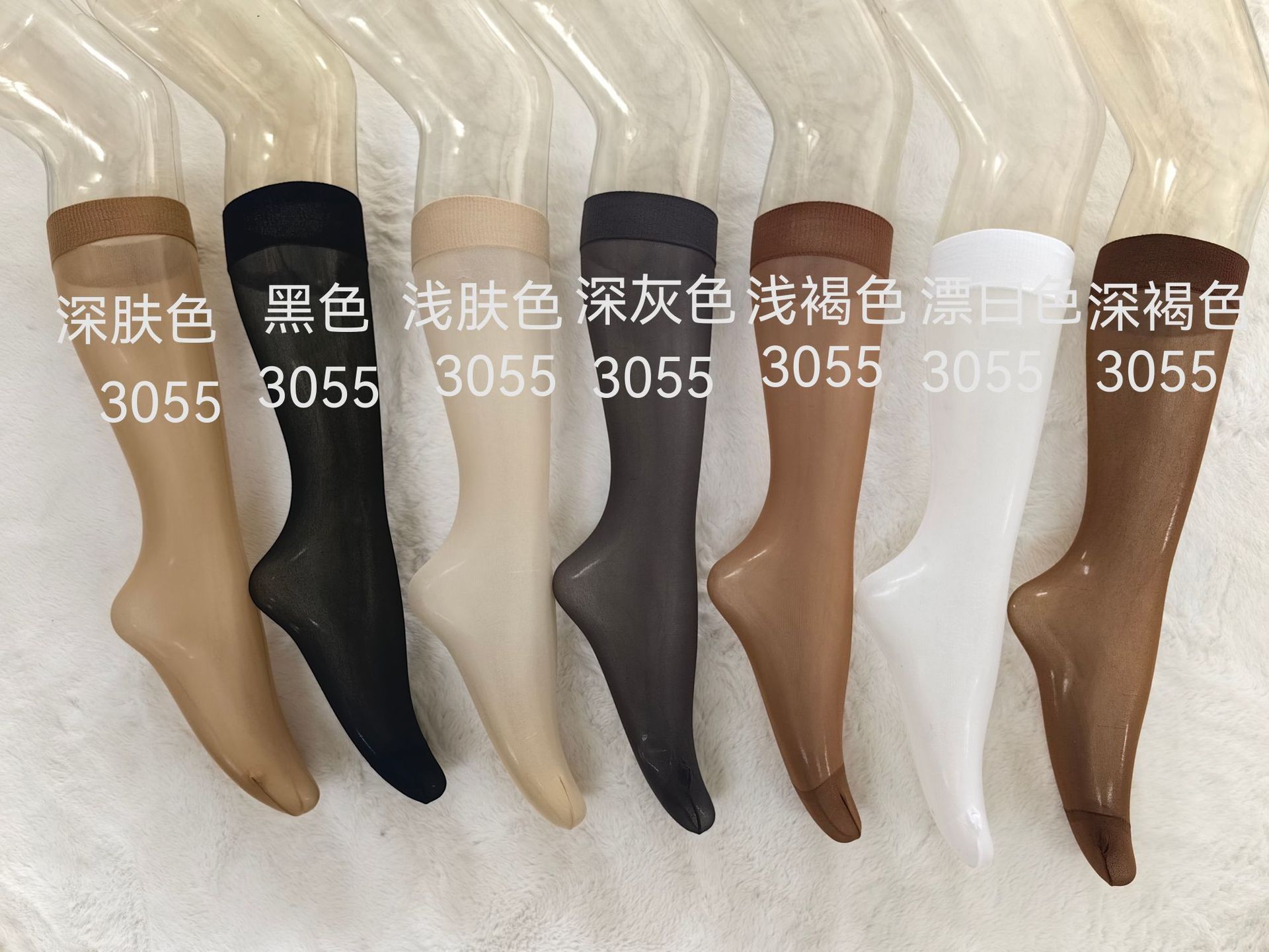 2024 medias de verano calcetines de tres huesos para mujer calcetines de tubo medio fino color carne negro tubo medio calcetines de tubo simple ventas directas de fábrica