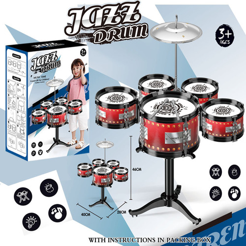 Manufacturer wholesale fun jazz drum set for boys, girls, students, children's musical instruments, parent-child interactive play house toys