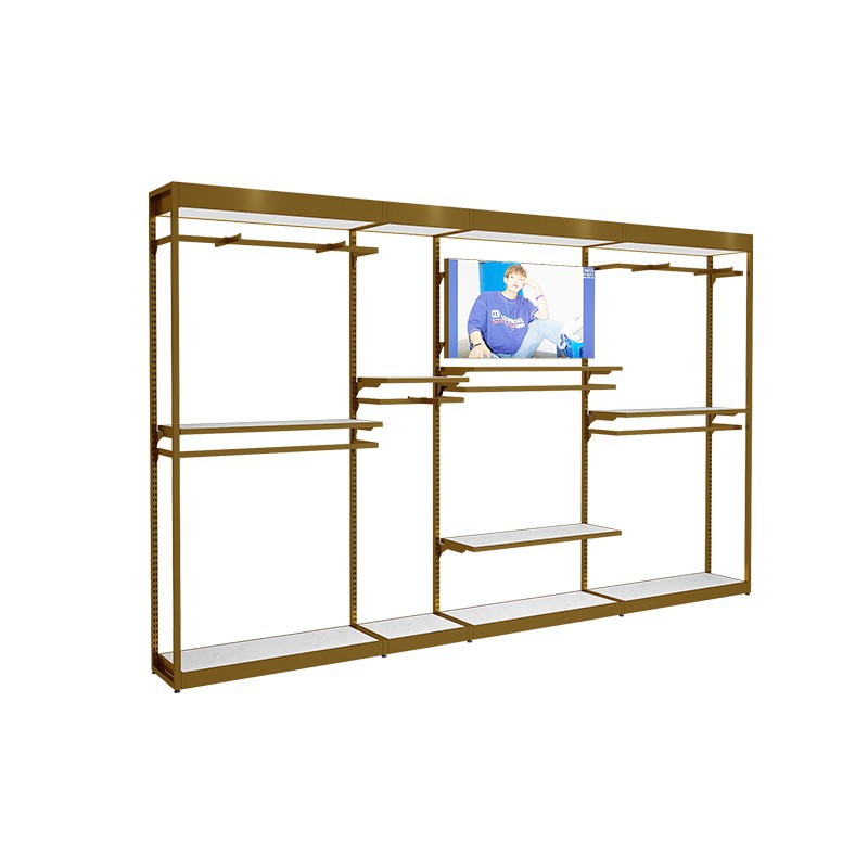 Perchero de ropa para hombre de acero inoxidable, expositor de tienda de ropa específico para trajes, expositor de pie personalizable