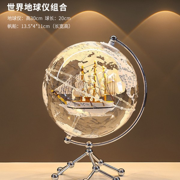 透明地球仪摆件轻奢家居客厅电视柜办公室宇航员桌面装饰生日礼物|undefined