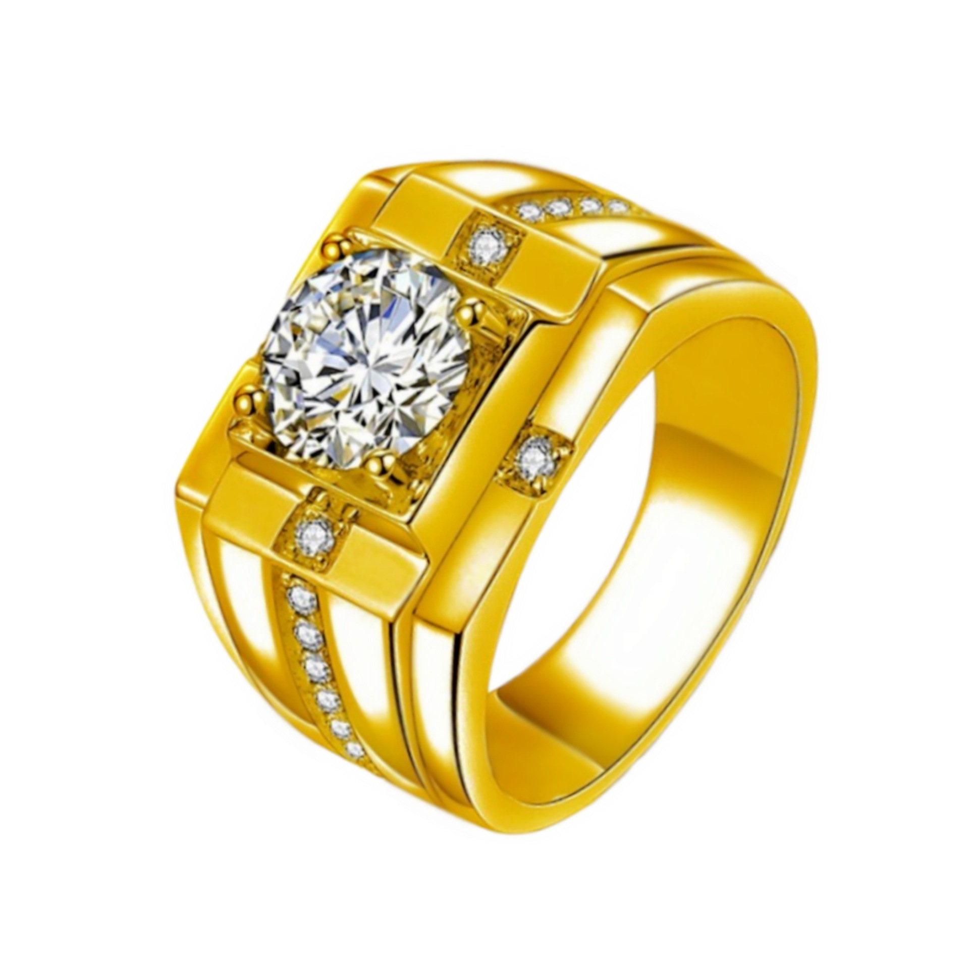 Bague de mariage dominante en or moissanite pour homme avec diamant à haute teneur en carbone classique_voghion.com