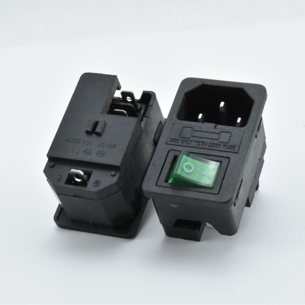 AC电源插座 AC-01 卡式三合一AC插座 DB-14连体插座 带灯开关