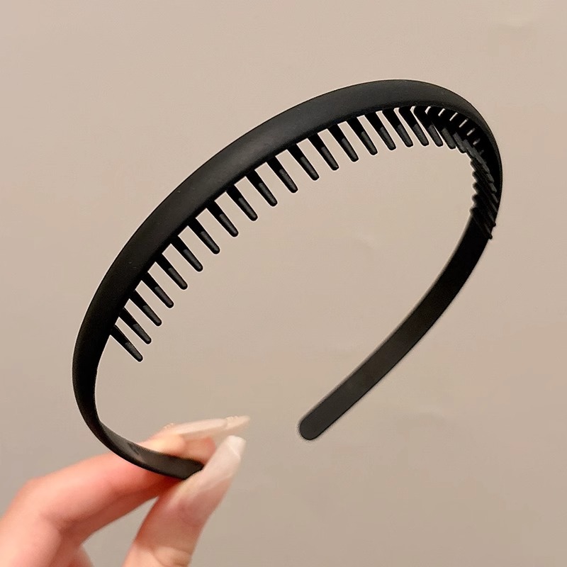 Lavarse la cara especial banda de cabello negra antideslizante con dientes clip de cabello para mujeres 2025 nuevo simple banda de cabello máscara de cabello tocado