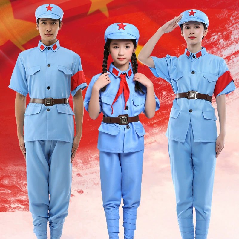 Weng Kai Красная Армия, одежда для выступлений для детей и взрослых, красная революционная армия Длинного маршрута, восьмой маршрута, старая военная форма для взрослых, с короткими рукавами