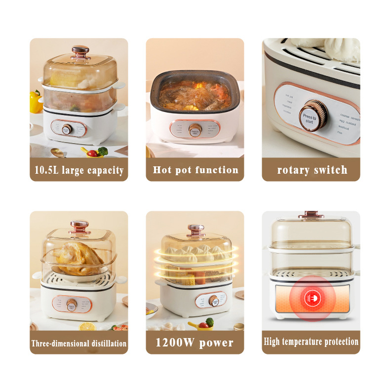 Cuit-vapeur électrique inox multifonction pour la cuisine_voghion.com