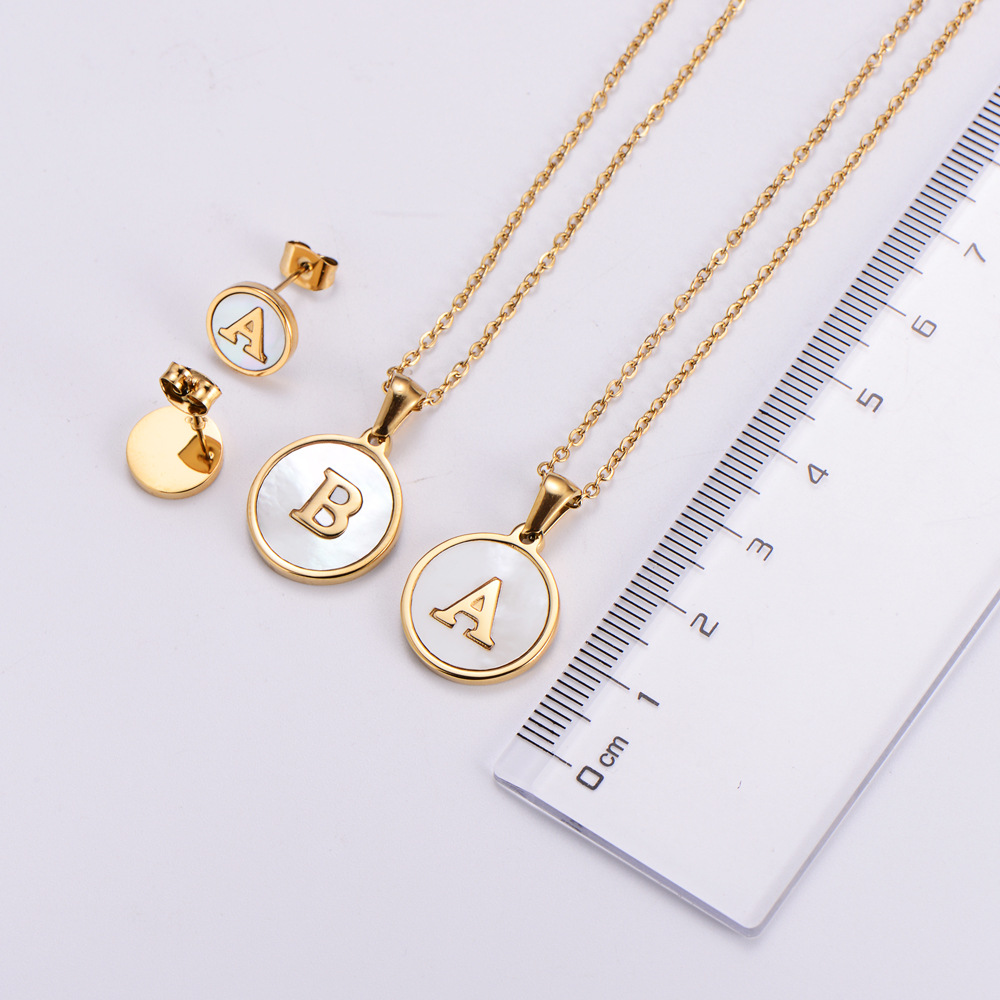 10g Weight 0.03µm Gold Plating Thickness PVD Coated Gold Plating Process 18K Gold Plated Plating Material Shell Inlay Material Necklace Classification PVD Coated 18K Gold Plated Letter Stainless Steel Simple Style Waterproof Non Tarnish