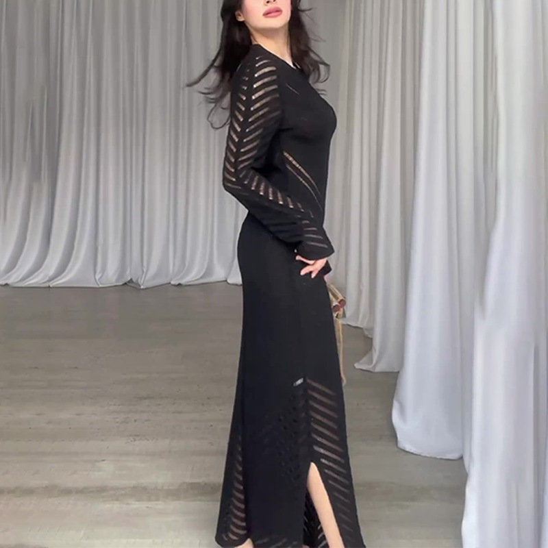 Damen Strickkleid Mit Rundhalsausschnitt Für Den Herbst_voghion.com