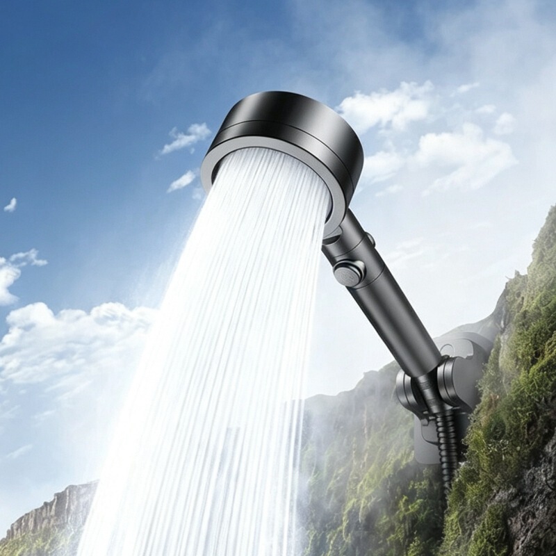 Turbocharged shower head with increased water pressure for a better showering experience Turbocharged shower head with increased water pressure for a better showering experience