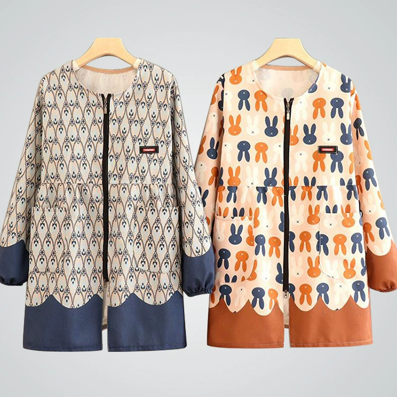 Холщовое пальто, парусиновый фартук, свободный женский длинный рукав, новая кулинарная кухонная бытовая противообрастающие Рабочая одежда