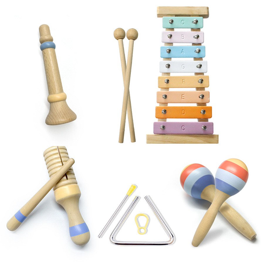 Wood Orf Instrument Set Educación temprana infantil Montserrat entrenamiento sensorial golpear juguetes de martillo de arena