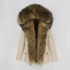 (Platform style) Khaki + original color raccoon fur + light brown artificial fur liner