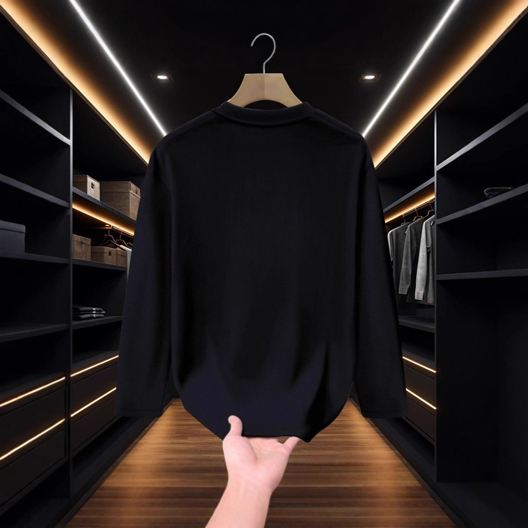 Men's Early Autumn Long Sleeve T-Shirt Heavyweight Pure Cotton Winter Inner Layer Loose Fit Trendy Printed Base Layer Top_voghion.com
