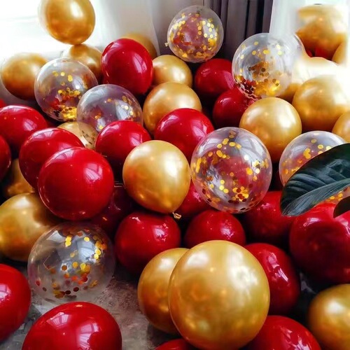 Wedding room layout balloon wedding balloon double thickened pomegranate ruby ​​red balloon wedding engagement wedding supplies