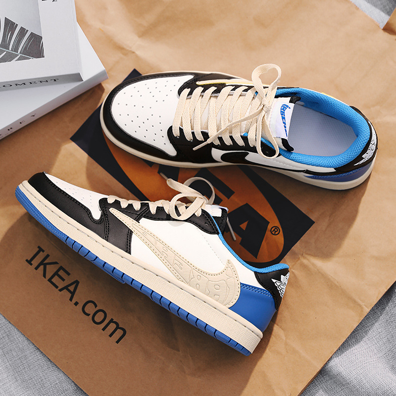 莆田耐剋官网正品牌AJ1倒钩男鞋 新款低帮联名aj黑武士倒勾板鞋女