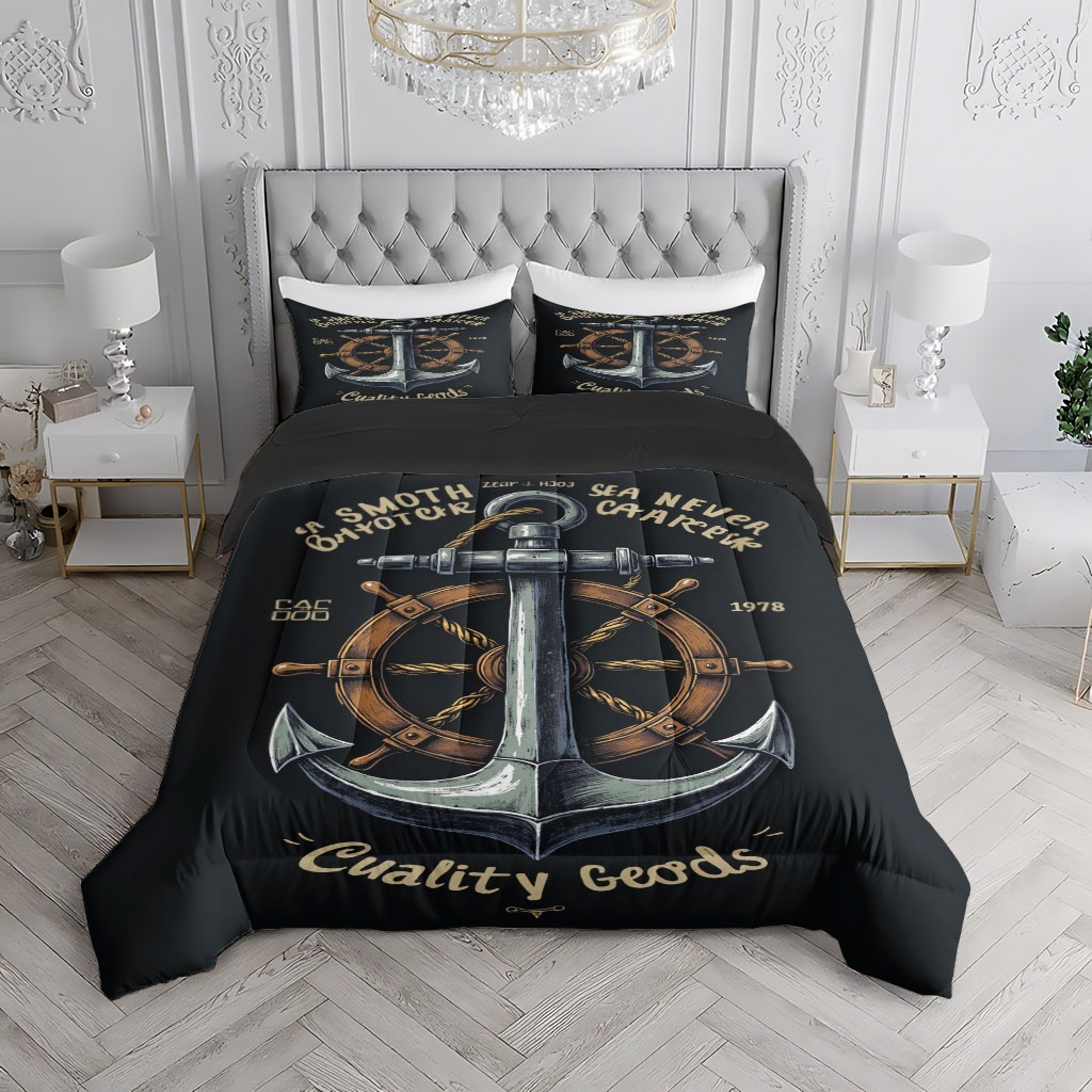 TEMU / JIT navegación transfronteriza ancla brújula impresión digital 3D 180gms colcha almohada set