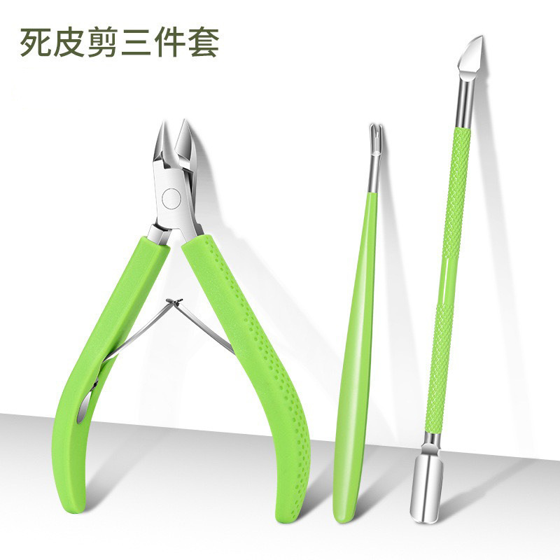 Green dead skin scissors 3-piece set-PP bag