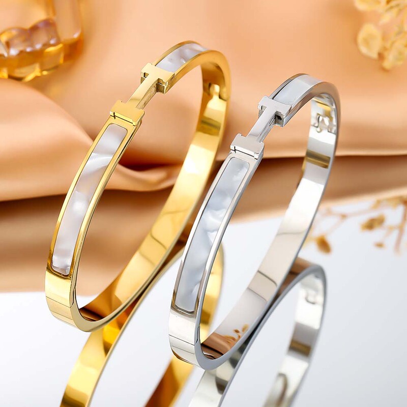 European and American Cross-Border Personalized Titanium Steel Bracelet for Women Niche Design Ins Fashion H-Shaped Bracelet Hand Jewelry Non-Fading Bracelet