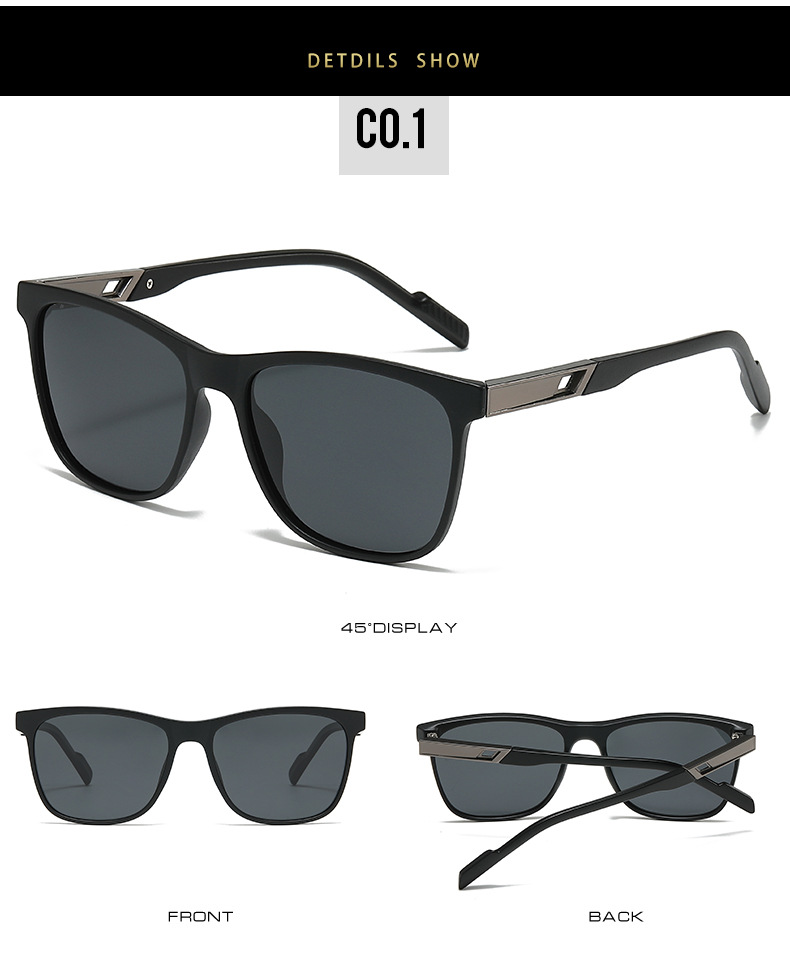 50g Weight Full Frame Glasses Structure Sunglasses Classification Tac, UV400 Protection Lens Material Square Glasses Style Holiday, Travel Occasion Solid Color Pattern All Seasons Season Unisex Gender Vintage Style, Simple Style Style Grey, Black Color Vintage Style Simple Style Solid Color Tac UV400 Protection Square Full Frame Women's Sunglasses 8