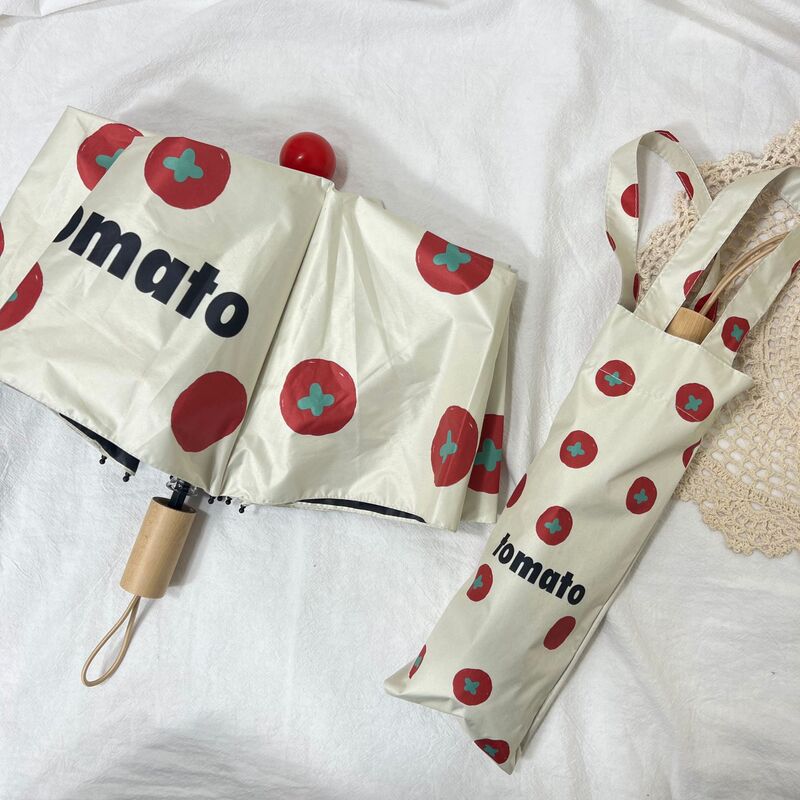 New Red Nose Sunscreen Umbrella Small Fresh Tomato Polo Dot Handbag Umbrella Student Umbrella Folding Umbrella for Men and Women New Red Nose Sunscreen Umbrella Small Fresh Tomato Polo Dot Handbag Umbrella Student Umbrella Folding Umbrella for Men and Women
