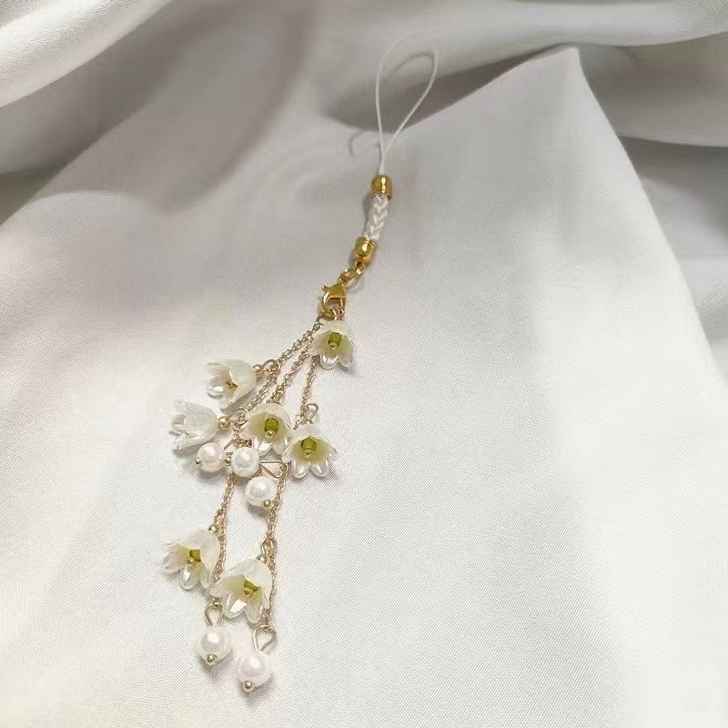 Beautiful lily orchid mobile phone chain flower mobile phone rope U disk backpack key chain pendant orchid mobile phone pendant