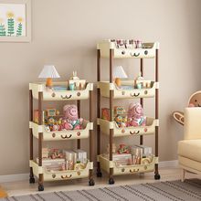 小推车置物架马卡龙收纳架耐用家用室内落地多层客厅滑轮收纳架