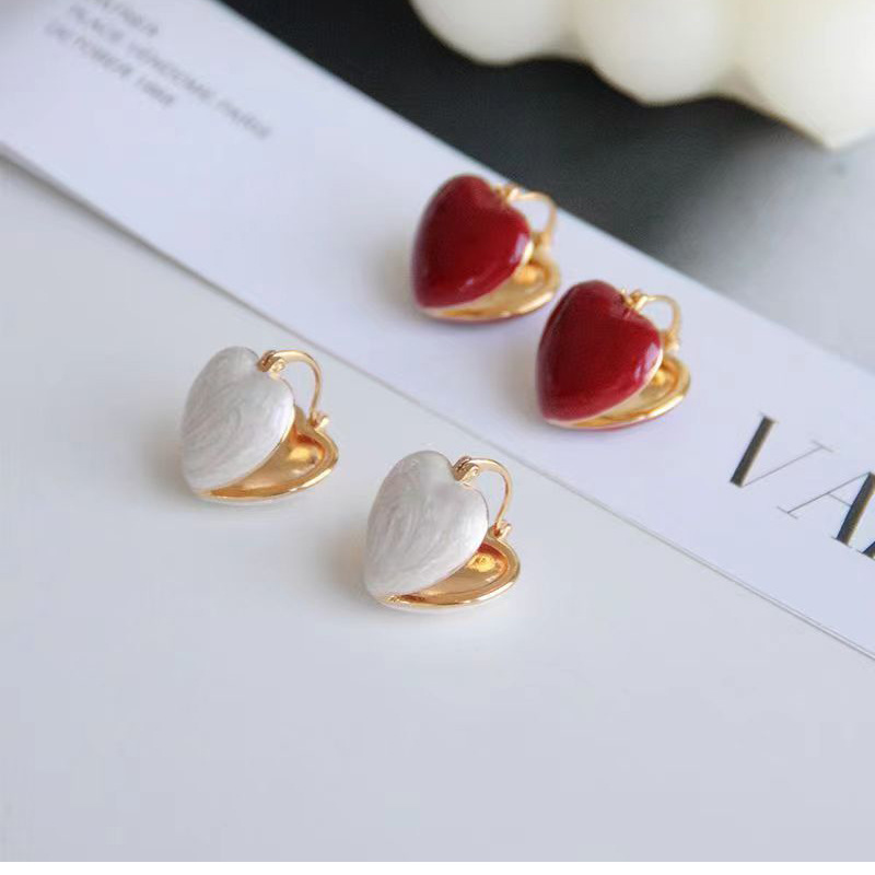 Drop Earrings Classification 1 Pair Lady Heart Shape Enamel Alloy Drop Earrings