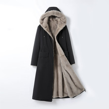 双面穿派克服女整貂内胆可拆卸尼克服长款皮毛一体连帽皮草外套