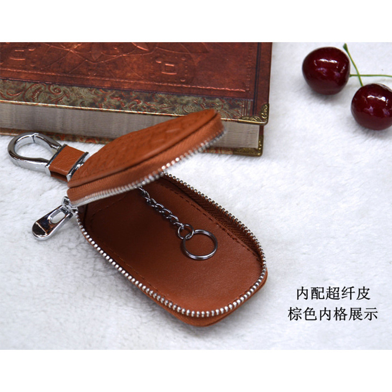 Fashionable first layer cowhide car key bag remote control protective cover chain car key bag genuine leather key bag manufacturer wholesale