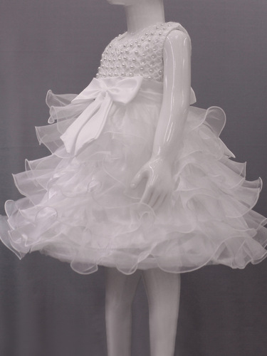 Baihui New Style Girls' Flower Princess Dress Bowknot Beaded Infant and Toddler Party Dress Puffy Skirt 