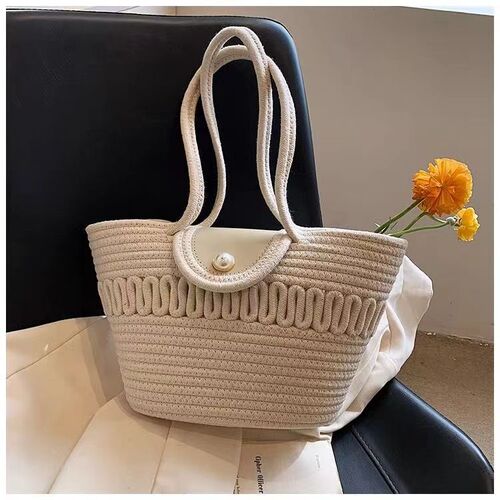 Cotton Rope Bucket Bag Women's Handbag New  Winter Cotton Woven Bag Fashion Korean Style Versatile Shoulder and Crossbody