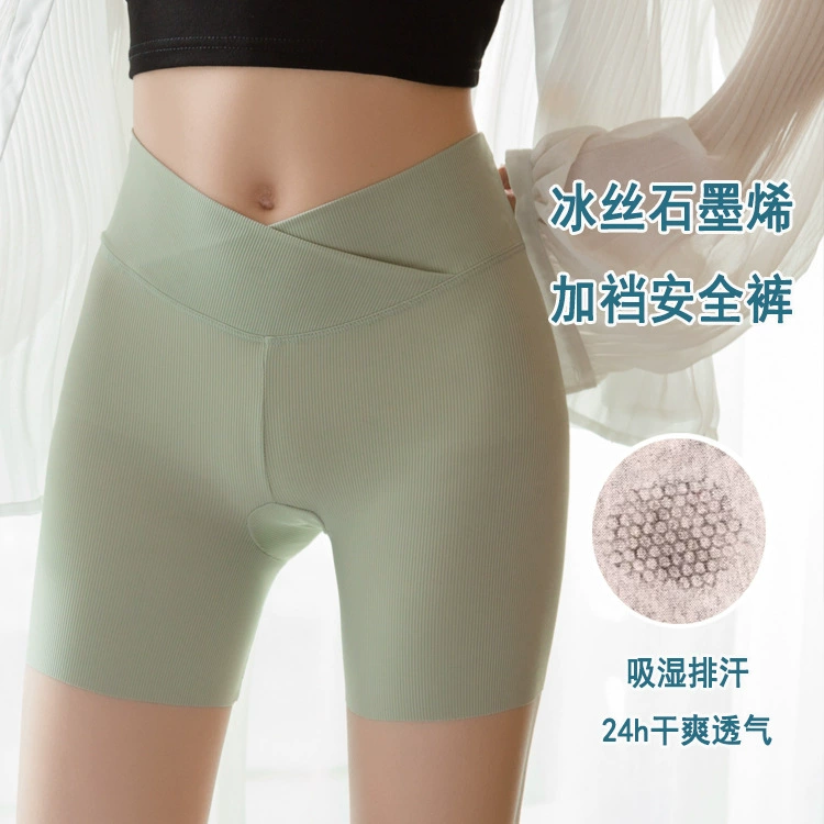 Женские летние шорты-леггинсы из ледяного шелка с перекрестной талией и усиленной защитой от просвечивания, больших размеров, не скручиваются, дышащие и комфортные.