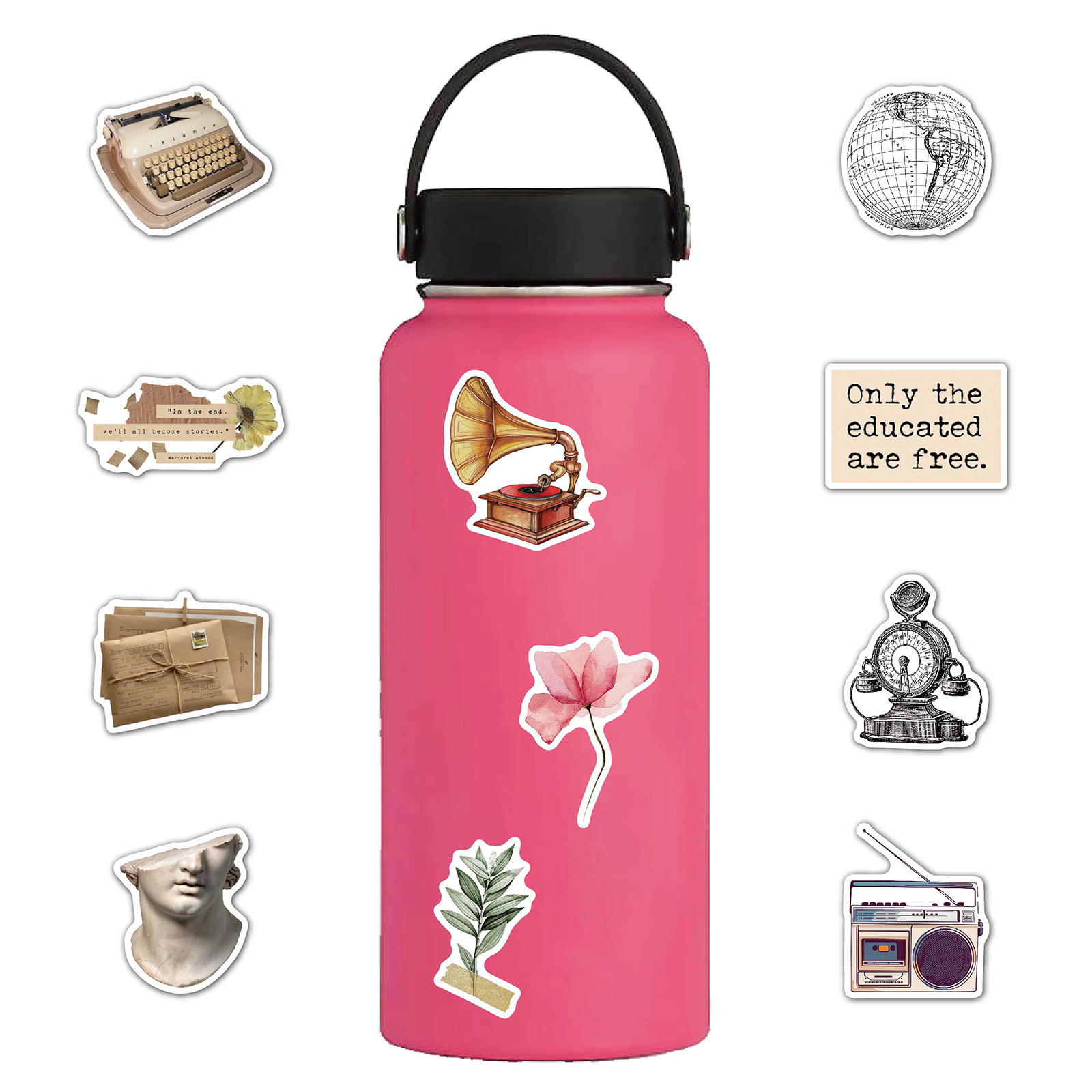 32g Weight Daily Occasion PVC self-adhesive Material Cartoon Pattern Casual Style 50 Cartoon Retro Pattern Stickers Special Decoration Luggage Notebook Waterproof Removable Stickers